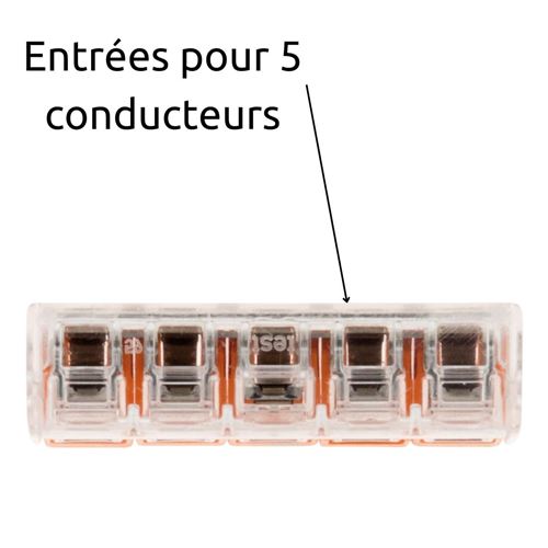 Wago - Lot de 5 bornes de raccordement S221 COMPACT - Connexion rapide - 5  conducteurs avec leviers 4mm² - Orange - Équipements électriques - Achat &  prix