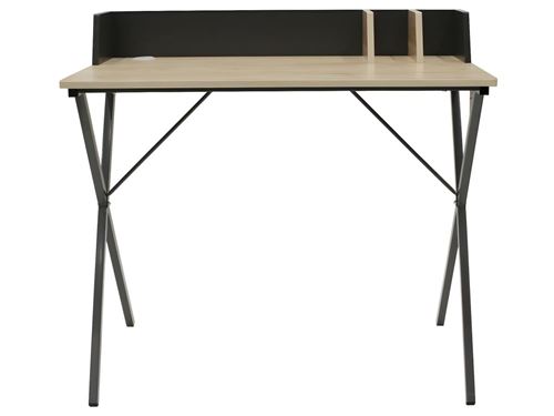 The Home Deco Factory Noir Bureau En Métal Avec Séparateurs Brice - L90 Cm