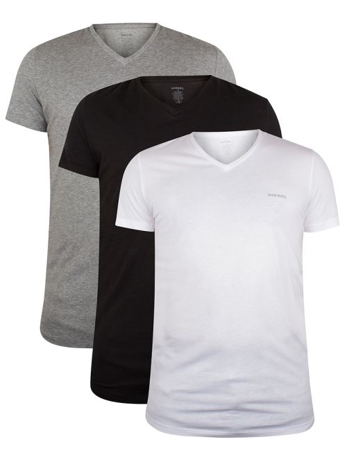Diesel Homme Paquet de 3 Jake Plaine Logo V-Neck T-shirts, Multicolore