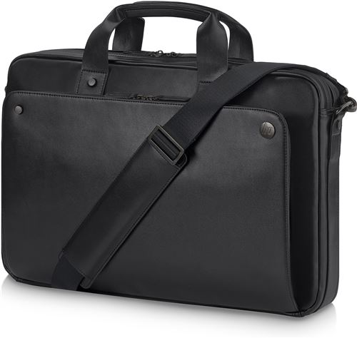 HP Sacoche Executive à Ouverture par Le Haut en Cuir Noir de 15,6 po - Sacoches d'ordinateurs Portables (Housse, 39,6 cm (15.6), Sangle épaule, 1,32 kg, Noir)