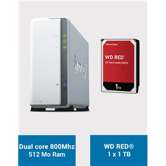 Serveur NAS Synology DS124 1To avec 1x disque dur WD 1To RED PLUS