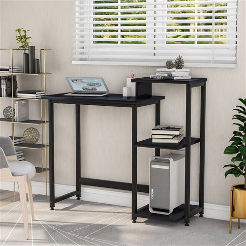 Bureau informatique Merax avec 3 étagères 100 x 40 x 85,5 cm noir