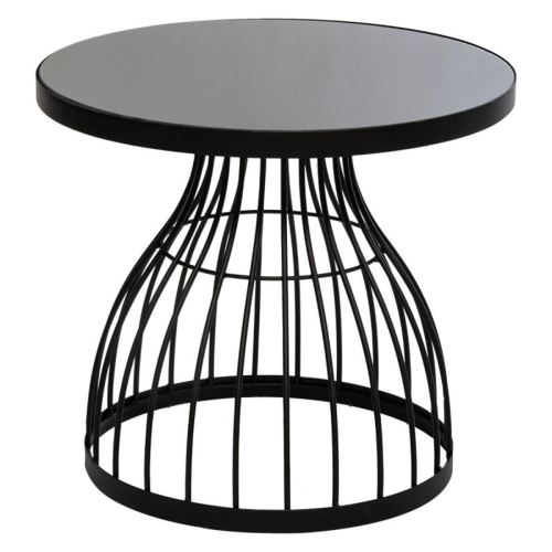 Table d'appoint coloris noir en verre - D. 55 x H. 48,5 cm -PEGANE-