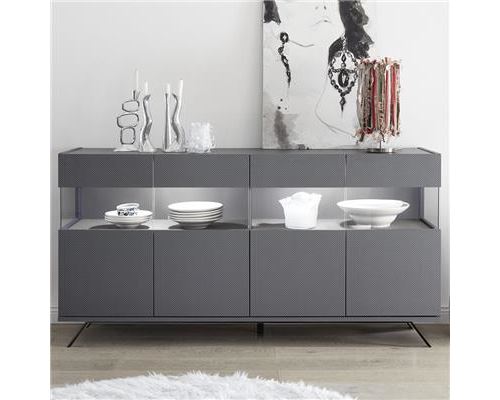 Bahut LED 4 portes design gris PALERMO 4