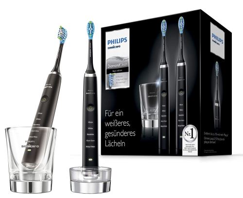 Philips Sonicare hx9357/87 Diamond Clean nouvelle génération Brosse à dents sonique électrique avec chargement Verre, Lot de 2, noir