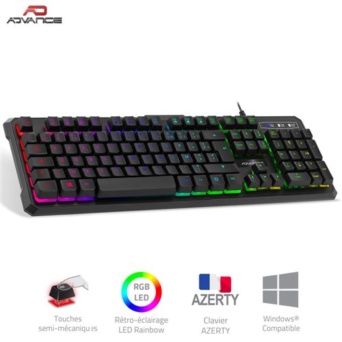 Clavier USB ADVANCE GAMING rétro éclairé 7 couleurs RGB touches semi-mécaniques Réf : CLA-GT230