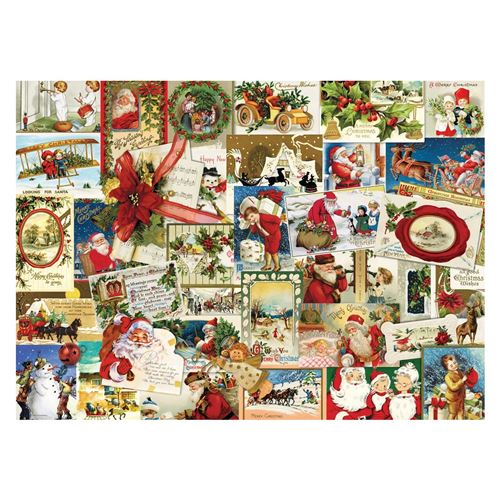 Puzzle Eurographics - Cartes de Noël vintage, 1000 pièces