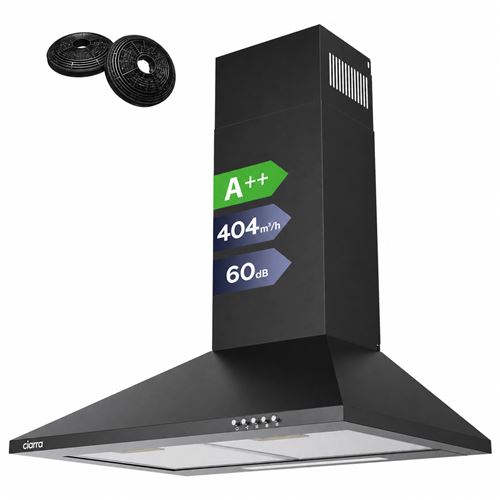 Hotte aspirante murale au style moderne avec 3 niveaux de puissance de couleur noire Ciarra