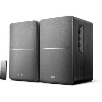 Edifier R1280T Noir- Enceintes Studio et Bibliothèque Actives 42W, Télécommande IR, 2 Entrées RCA, Ampli Intégré, Pour PC, Portable, Mac, Téléphone et Hi-Fi