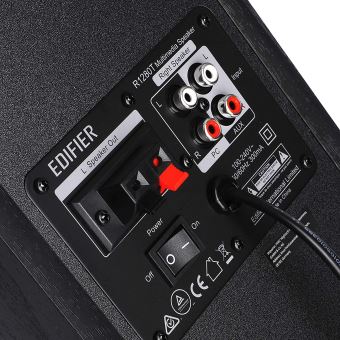 Edifier R1280T Noir- Enceintes Studio et Bibliothèque Actives 42W, Télécommande IR, 2 Entrées RCA, Ampli Intégré, Pour PC, Portable, Mac, Téléphone et Hi-Fi