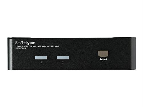 StarTech.com Commutateur KVM HDMI USB 2 ports avec audio et concentrateur USB 2.0 - Commutateur écran-clavier-souris/audio/USB - 2 x KVM / audio / USB - 1 utilisateur local - de bureau - pour P/N: IM12D1500P, SVA12M2NEUA, SVA12M5NA