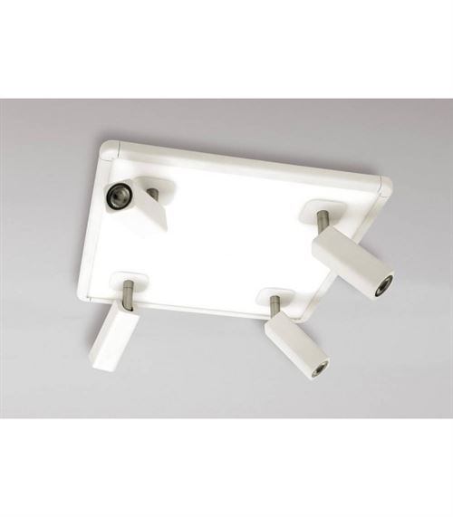 Plafonnier Ibiza Ampoules 4 Head avec Backlit Ampoules 4x5W+20W LED carré blanc, 3000lm, 4000K
