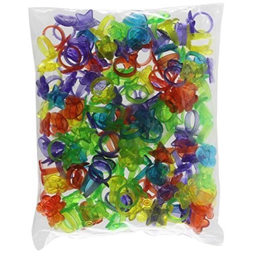 Rhode Island Novelty 144 Plastic Glitter Rings (Assorted Colors and Designs)