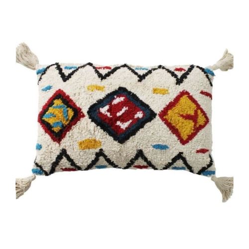 coussin berbere color - 30 x 50 cm - blanc