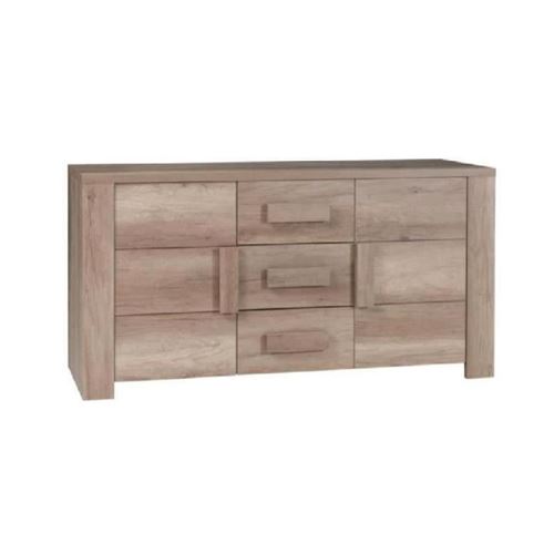 Buffet, bahut, enfilade moyen modèle FARRA 2 portes, 3 tiroirs. Meuble idéal pour votre salon ou salle à manger