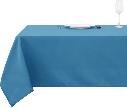 Nappe Deconovo déperlante, effet lotus, bleu ciel, 130x280