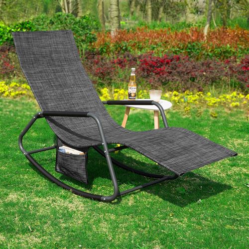 SoBuy® OGS47-MS Fauteuil à Bascule Transat de Relaxation Chaise Longue Bain de Soleil Rocking Chair