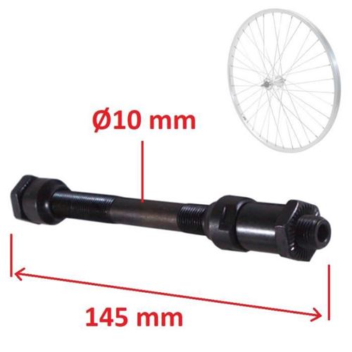 Axe de roue vélo universel 10mm x 145mm moyeu arrière