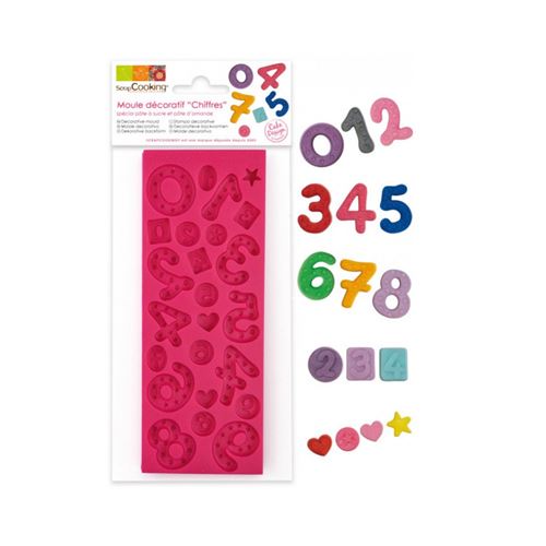 Moule en silicone chiffres - Scrapcooking - Rose - Silicone