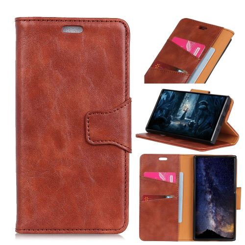 Etui en PU avec support et fentes pour cartes de crédit marron pour votre Xiaomi Redmi Note 7
