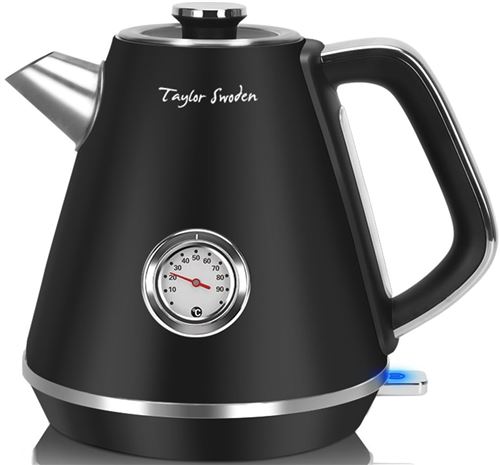 TAYLOR SWODEN Aladin - Bouilloire r&eacute;tro Vintage themom&egrave;tre int&eacute;gr&eacute;, 2200W, 1,7L. Acier inoxydable, arr&ecirc;t automatique, cadran de temp&eacute;rature. 