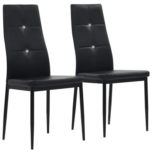 vidaXL Chaise de salle à manger 2pcs Cuir artificiel 43x43,5x96cm Noir
