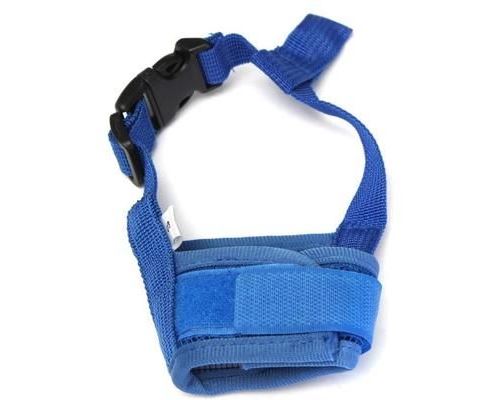 Comparer les prix de Réglable Chien Mesh Muselière Masque Museau Nylon à Bouche Anti Aboiement Morsure Sécurité à Chiot Puppy Bleu S