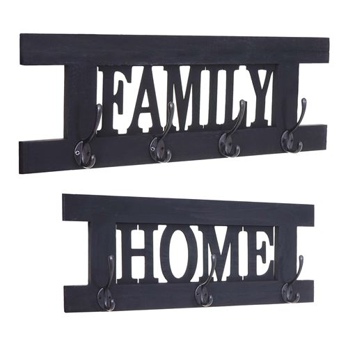 2x garderobe murale MENDLER HWC-C60 Home et Family style shabby chic 60x21cm gris foncé