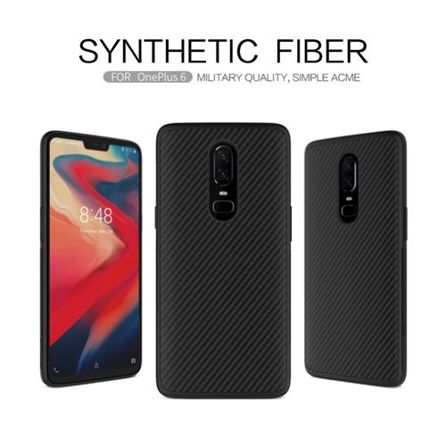 Coque en TPU hybride de fibre synthétique noir pour votre OnePlus 6