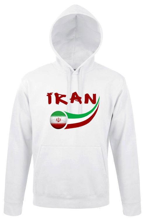 Supportershop Iran Sweat-Shirt à Capuche Adulte, Blanc, FR : 2XL (Taille Fabricant : XXL)