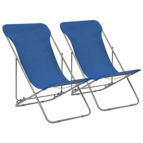 Vidaxl Bleu Chaises De Plage Pliables Lot De 2 Acier Et Tissu Oxford - Image 1