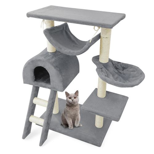 Leogreen Arbre A Chat Perchoir Pour Chat 100 Cm 5 Perchoirs Gris Materiau Mdf Paniers Et Mobilier Pour Chat Achat Prix Fnac