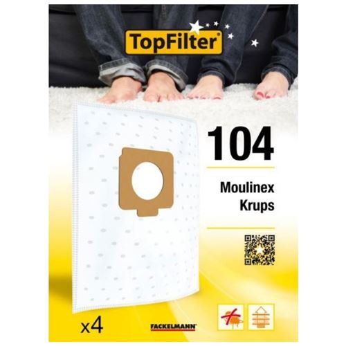 Lot de 4 sacs aspirateur pour Moulinex Krups TopFilter Premium ref 64104
