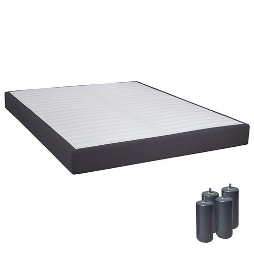 TAPIKIT - Sommier Tapissier D&eacute;montable 2x20 Lattes 160x200cm Anthracite + Pieds Anthracites 15cm -