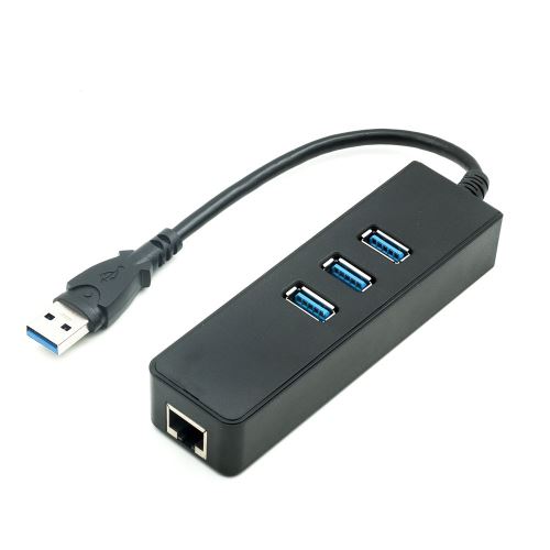 Hub USB 3.0 3 ports adaptateur avec LAN/RJ45 Ethernet Gigabit noir