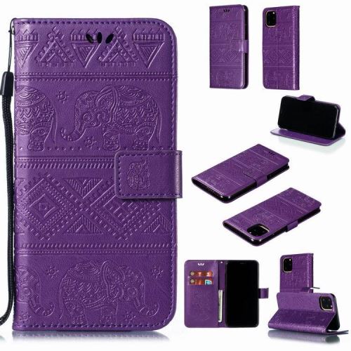 Etui en cuir multifonctionnel motif Éléphant avec dragonne pour Samsung Galaxy S9+ / S9 Plus - Violet