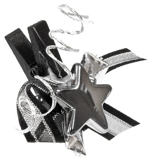 Lot de 6 pinces déco étoiles coloris noir