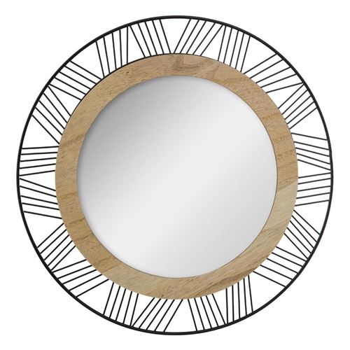 Miroir Rond en Métal & Bois Joe 45cm Noir