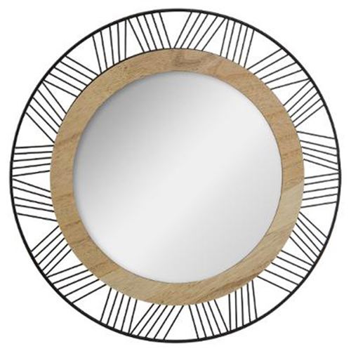 Atmosphera Créateur d'intérieur - Miroir Rond en Métal & Bois