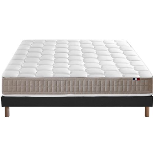Ensemble matelas 100% latex5 zones sommier noir 140x190