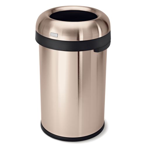 simplehuman Poubelle Ronde Ouverte Acier Épais Inoxydable Or Rose 80L