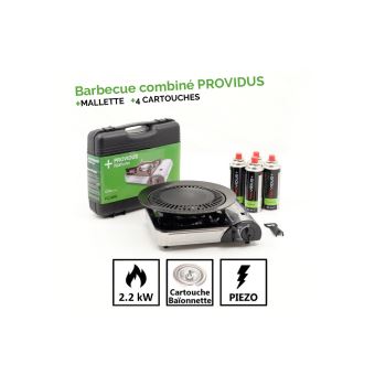 Barbecue 2en1 réchaud gaz piezo + grille 2.2 KW Providus + 4 Barbecue 2en1 réchaud gaz piezo + grille 2.2 KW Providus + 4