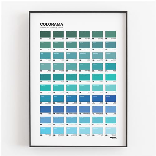 Affiche d'art La Majorette à Moustache Colorama des plages 50 X 70 cm