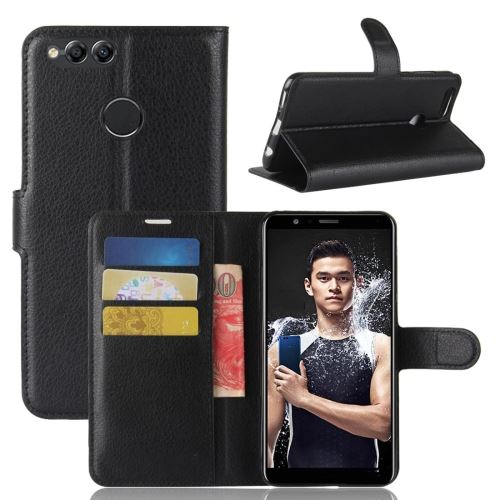 Huawei Honor Play 7X Housse Etui Cuir PU Texture Litchi Noir ALS53277