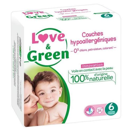 LOVE AND GREEN Couches ecolabellisees Taille 6 - 34 couches