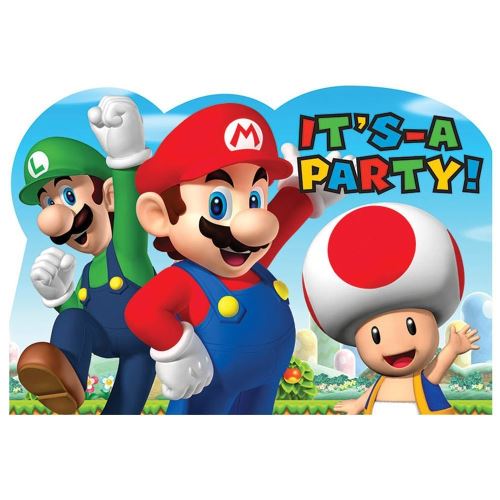 Super Mario Brothers carte postale Invitations [8 par paquet]