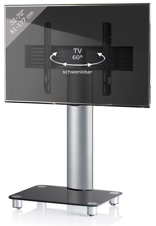 VCM Tosal Meuble Colonne avec Pied en verre pour TV Argent