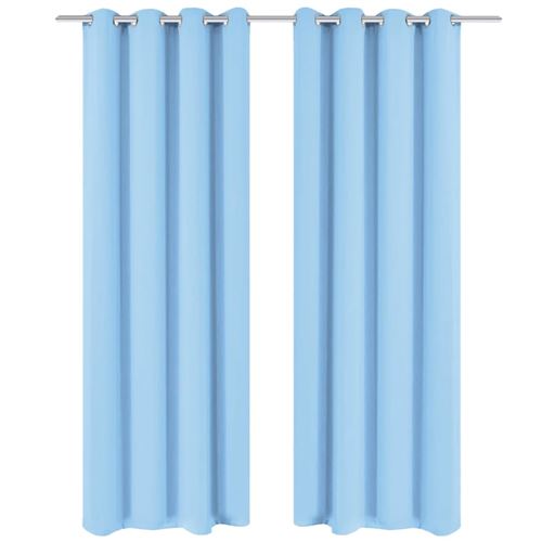 vidaXL Gordijnen met metalen ringen verduisterend 135x175 turquoise 2 st