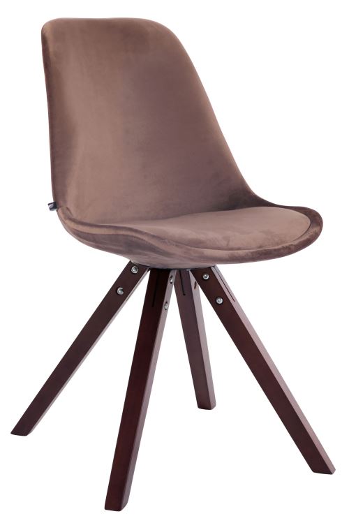 Chaise Toulouse en velours / Piétement carré , Marron/Cappuccino