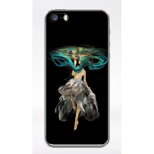 Coque Manga Fille Cheveux Bleu Compatible Iphone 5 Transparent